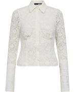 ROTATE Birger Christensen Lace Fitted Shirt Kvinde Bright White Langær...