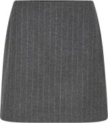 Modström Kristolmd Wool Skirt Kvinde Dark Grey Pinstripe Korte Nederde...