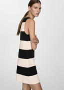 MANGO Shortstriped Knitted Dress Kvinde Light Beige Korte Kjoler Str L...