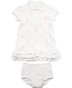 Polo Ralph Lauren Ruffled Polo Dress & Bloomer Str 6M / 6-9 mdr - Hvid...