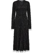 ROTATE Birger Christensen Sequin Midi Slit Dress Kvinde Black Midi Kjo...