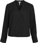 Object Objtilda L/S Vneck Shirt Noos Kvinde Black Langærmede Bluser St...