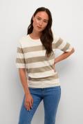 Kaffe Kamala Striped Knit Kvinde Chinchilla M/turtle.Boldstripe Kortær...