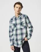 Wrangler Western Shirt Green Blue Mand Tern Langærmede Skjorter Str L ...