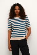 Kaffe Kamilo Short Sleeve Knit Kvinde Smoke Gray/legion Blue Stripe Ko...