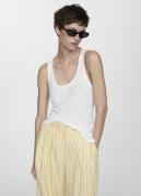 MANGO Knit Strap top Kvinde White Tanktoppe Str L - hos Magasin