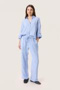 Soaked in Luxury Slauran Pants 100% Linen Kvinde Blue Yonder Stripe Bu...