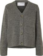 Selected Femme Slfmaline NEW LS Wool Knit Short Cardi N Kvinde Grå Car...