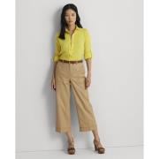 Lauren Ralph Lauren Pleated Cotton Twill Cropped Pant Kvinde Beige Buk...