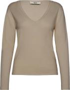 RM by Rosemunde Rmwsofia Wool LS Vneck Knit Kvinde Light Sand Melange ...