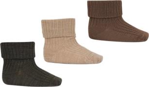 mpKids Wool rib Baby Socks 3-pack Str 25/28 - Camel Melange Strømper U...