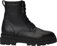 Tommy Hilfiger Bicolor Leather Laceup Kvinde Black Snørestøvler Str 40...