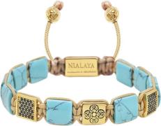 Nialaya The Dorje Flatbead Collection Turquoise and Gold Plated M - Ar...