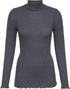 Rosemunde Wool Tshirt Turtleneck Regular ls Kvinde Grå Rullekraver Str...