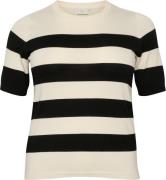 Kaffe Curve Kcmalia Wide Stripe Knit Kvinde Black/turtledove Bold Stri...