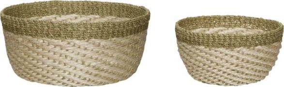 Hübsch Palm Baskets Natural/light Green set of 2 Khaki/natur Str ø26xh...