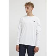 Wood Wood Mel Long Sleeve Mand Hvid Langærmede T-shirts Str L - Bomuld...