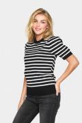 Saint Tropez Milasz SS Striped Pullover Kvinde Black Mila Stripe Kortæ...