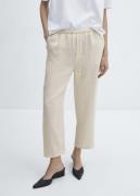 MANGO 100% Linen Trousers Kvinde Light Beige Hørbukser Str XXS - hos M...