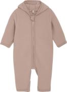 Huttelihut Pram Suit Ears Wool Fleece M Str 92 - Mahogany Rose Heldrag...