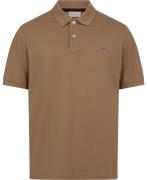 Gant Shield Logo SS Pique Mand Warm Khaki Kortærmede Poloer Str L - Bo...