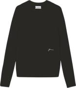 Ganni Brushed Alpaca Oneck Kvinde Black Sweaters Str L - hos Magasin