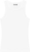 Ganni Soft Cotton Rib Tank Top Kvinde Bright White Kortærmede T-shirts...