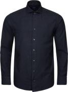 ETON Slim Fit Navy Blue Flannel Shirt Mand Blå Langærmede Skjorter Str...