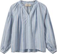 Mos Mosh Mmsafi Striped Linen Shirt Kvinde Cashmere Blue Skjorter Str ...