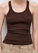 MANGO Knit Strap top Kvinde Dark Brown Tanktoppe Str XS - hos Magasin