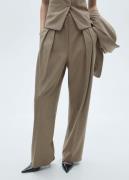 MANGO Wool Suit Trousers Kvinde Brown Bukser Med Brede Ben Str 38 - ho...