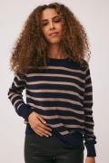 Magasin Mabel 2 100% Cashmere Kvinde Sand / Navy Stripe Sweaters Str L...