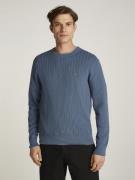 Tommy Hilfiger Herringbone Structure C NK Mand Aegean Sea Sweaters Str...