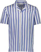 Lindbergh Cot/lin Striped Resort S/S Mand Blue Kortærmede Skjorter Str...