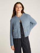 Tommy Hilfiger Textured Gold Button Lady Jacket Kvinde Flint Blue Lang...