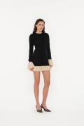 ROTATE Birger Christensen Mini Ruched LS Dress Kvinde 1000 Black Comb....