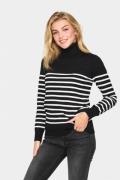 Saint Tropez Milasz St. Rollneck Pullover Kvinde Black Mila Stripe Swe...