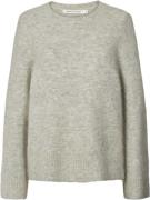 Rabens Saloner Fluffy Split Back Sweater Lott Kvinde Light Grey Melan ...