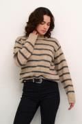 Kaffe Katrina Striped Pullover Kvinde Feather Gray Melange Stripe Lang...