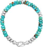 Nialaya Men's Hexagon Beaded Bracelet With Turquoise and Silver XXL - ...