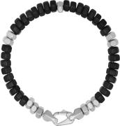 Nialaya Men's Hexagon Beaded Bracelet With Black Onyx and Silver XXL -...