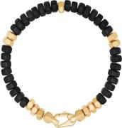 Nialaya Men's Hexagon Beaded Bracelet With Black Onyx and Gold XXL - A...