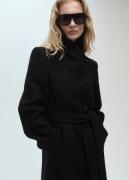 MANGO Wool Overcoat Kvinde Black Overgangsjakker Str L - hos Magasin