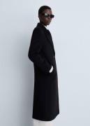 MANGO Lapels Wool Coat Kvinde Black Overgangsjakker Str XS - hos Magas...