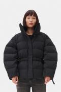 Ganni Tech Seersucker Oversized Puffer Ja Kvinde Black Dunjakker Str S...