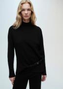 MANGO Perkins Neck Knitted Sweater Kvinde Black Sweaters Str XS - hos ...