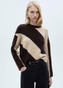 MANGO Roundneck Striped Sweater Kvinde Medium Brown Sweaters Str S - h...