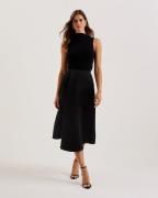 Ted Baker Erva Asymmetric Satin Wrap Midi Ski Kvinde Black Midi Nederd...