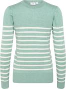 Saint Tropez Milasz LS Striped Pullover Kvinde Granite Green Mel Ice S...