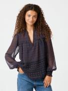 Neo Noir Rhia Border Pattern Blouse Kvinde Navy Langærmede Bluser Str ...